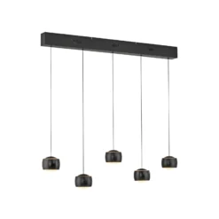 JUST LIGHT. LED-Hängelampe Ballini, schwarz, 5-fl., Switchmo
