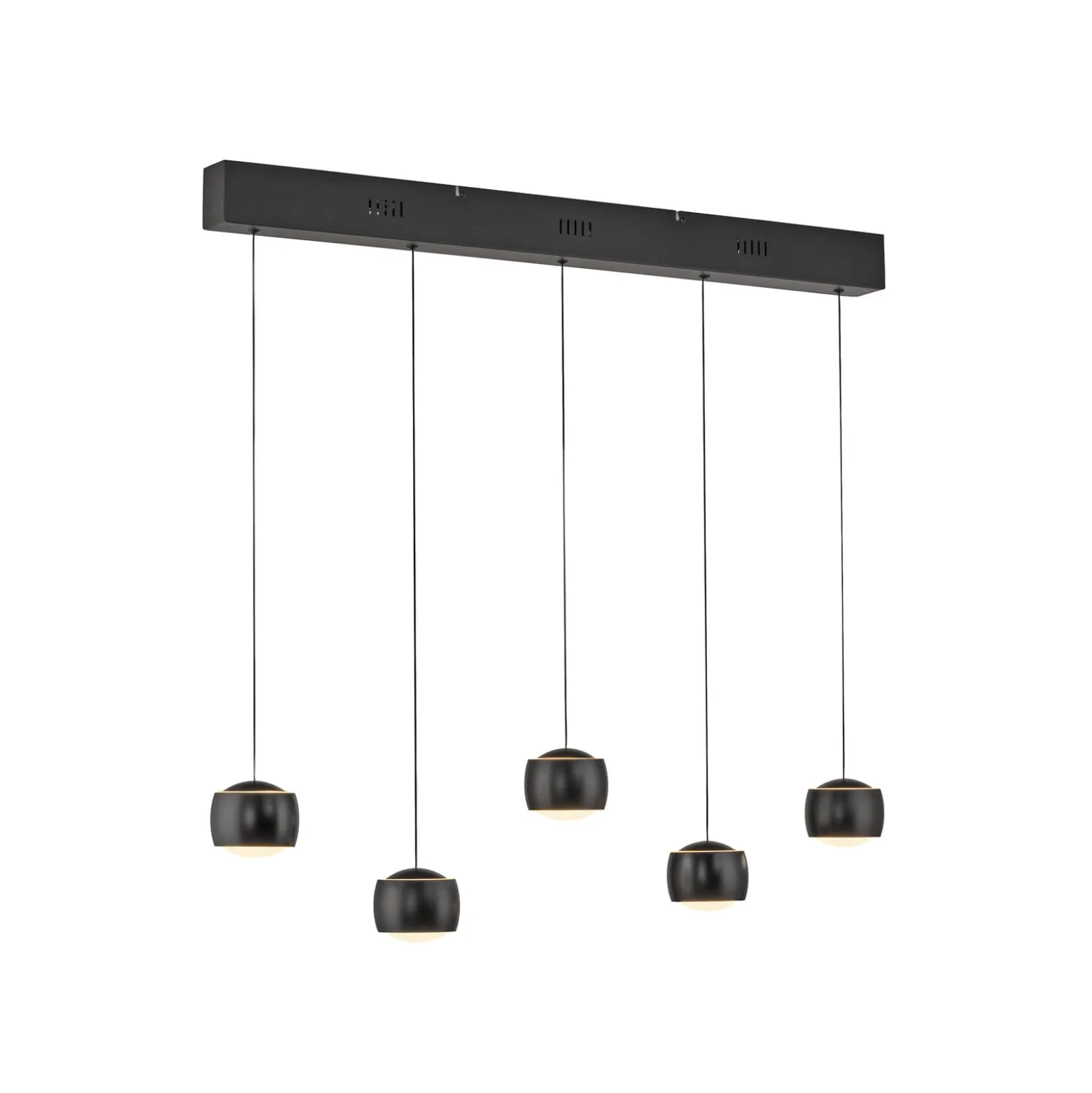 JUST LIGHT. LED-Hängelampe Ballini, schwarz, 5-fl., Switchmo