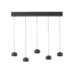 JUST LIGHT. LED-Hängelampe Ballini, schwarz, 5-fl., Switchmo