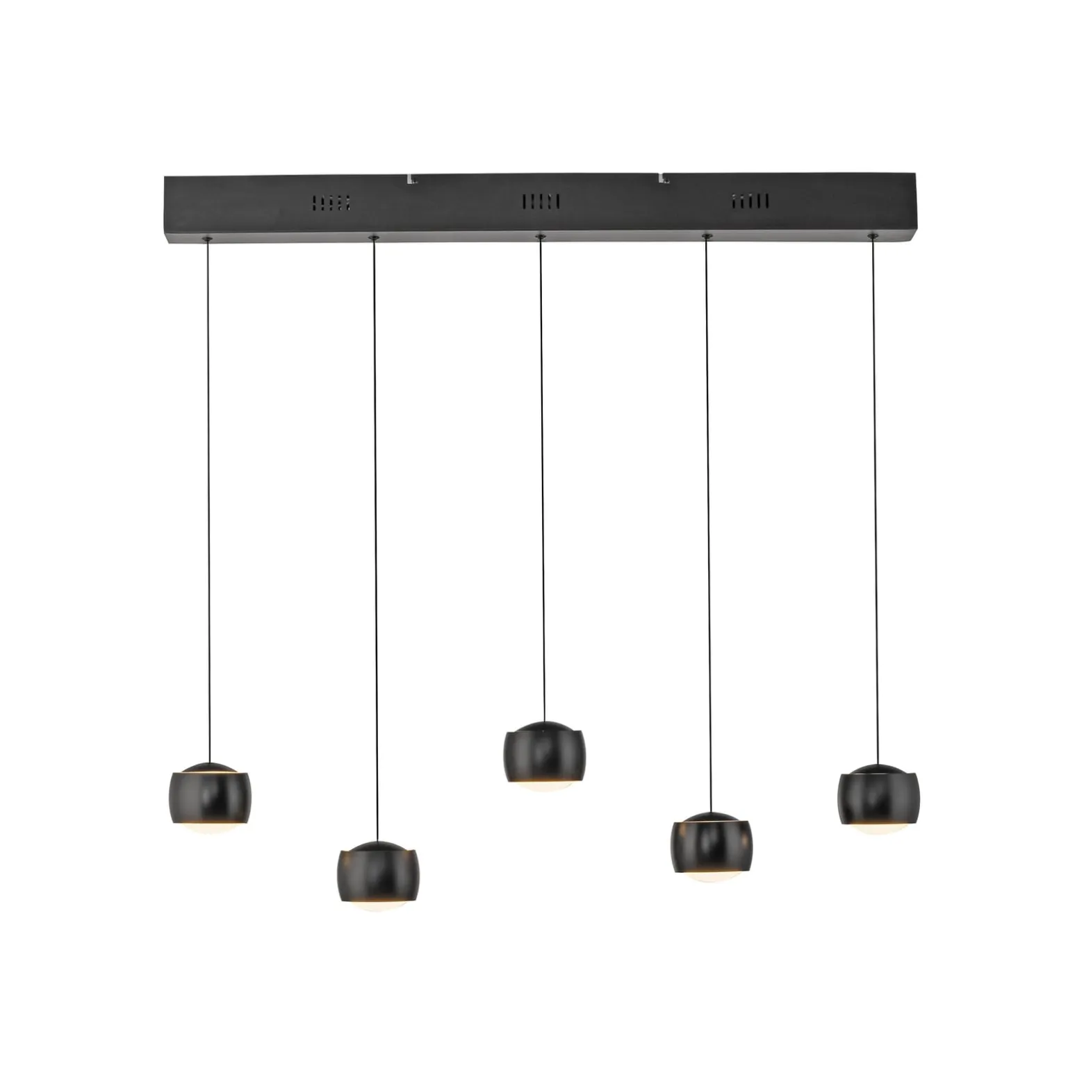 JUST LIGHT. LED-Hängelampe Ballini, schwarz, 5-fl., Switchmo