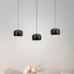 JUST LIGHT. LED-Hängelampe Ballini, schwarz, 3-fl., Switchmo