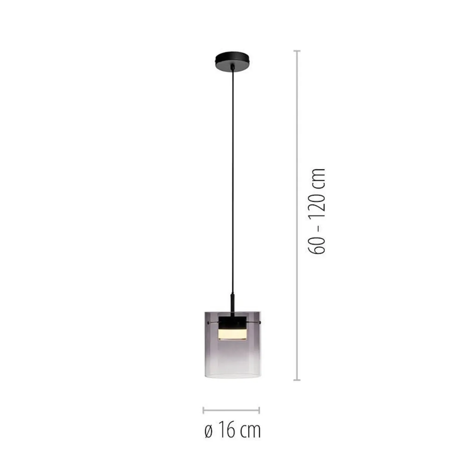 JUST LIGHT. LED-Hängeleuchte Elio, Rauchglas, 1-fl., schwarz