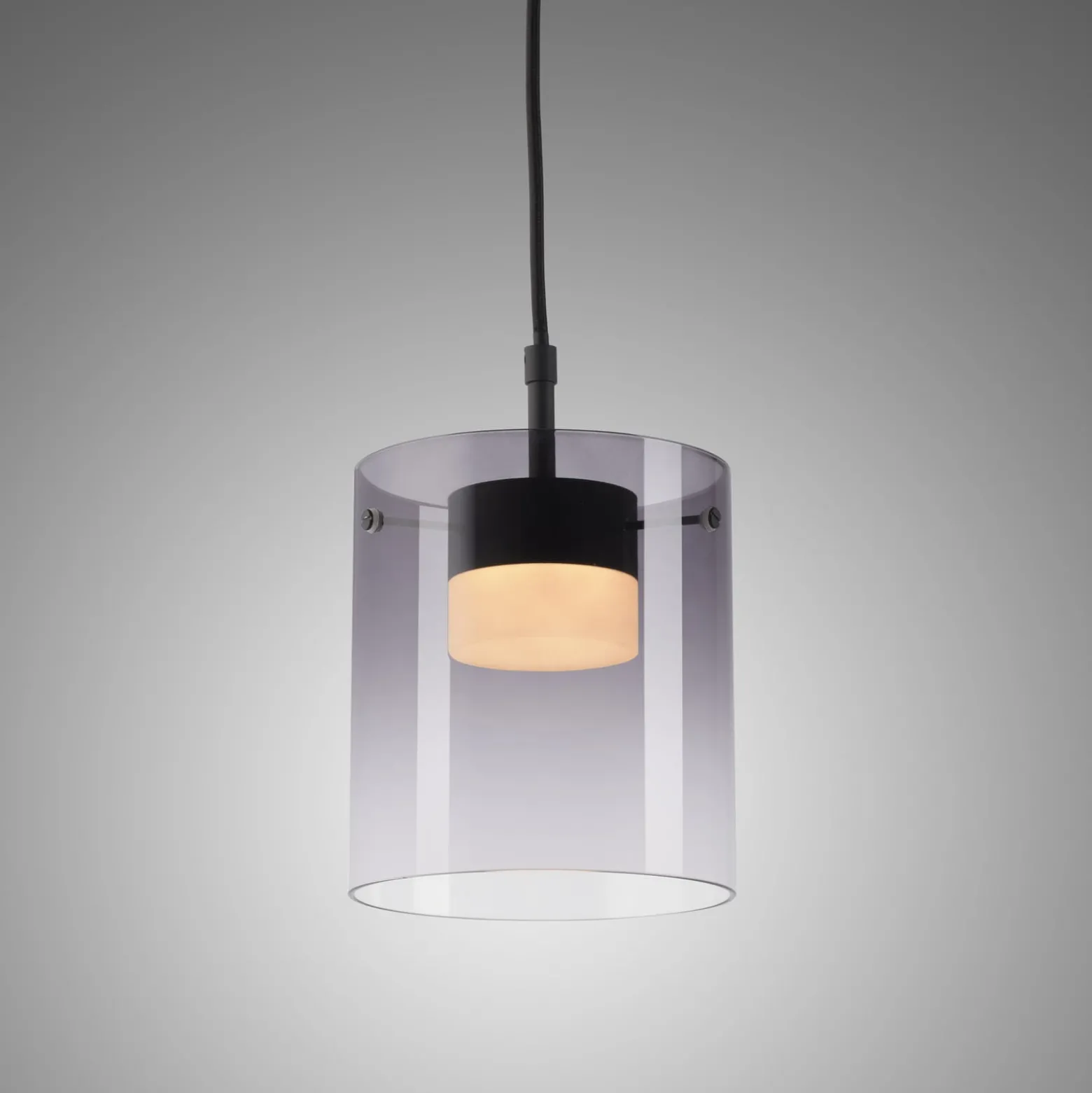 JUST LIGHT. LED-Hängeleuchte Elio, Rauchglas, 1-fl., schwarz