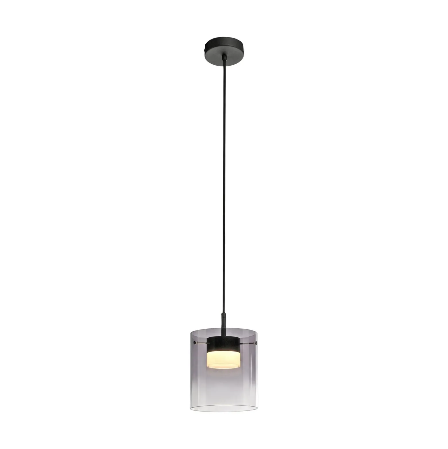 JUST LIGHT. LED-Hängeleuchte Elio, Rauchglas, 1-fl., schwarz