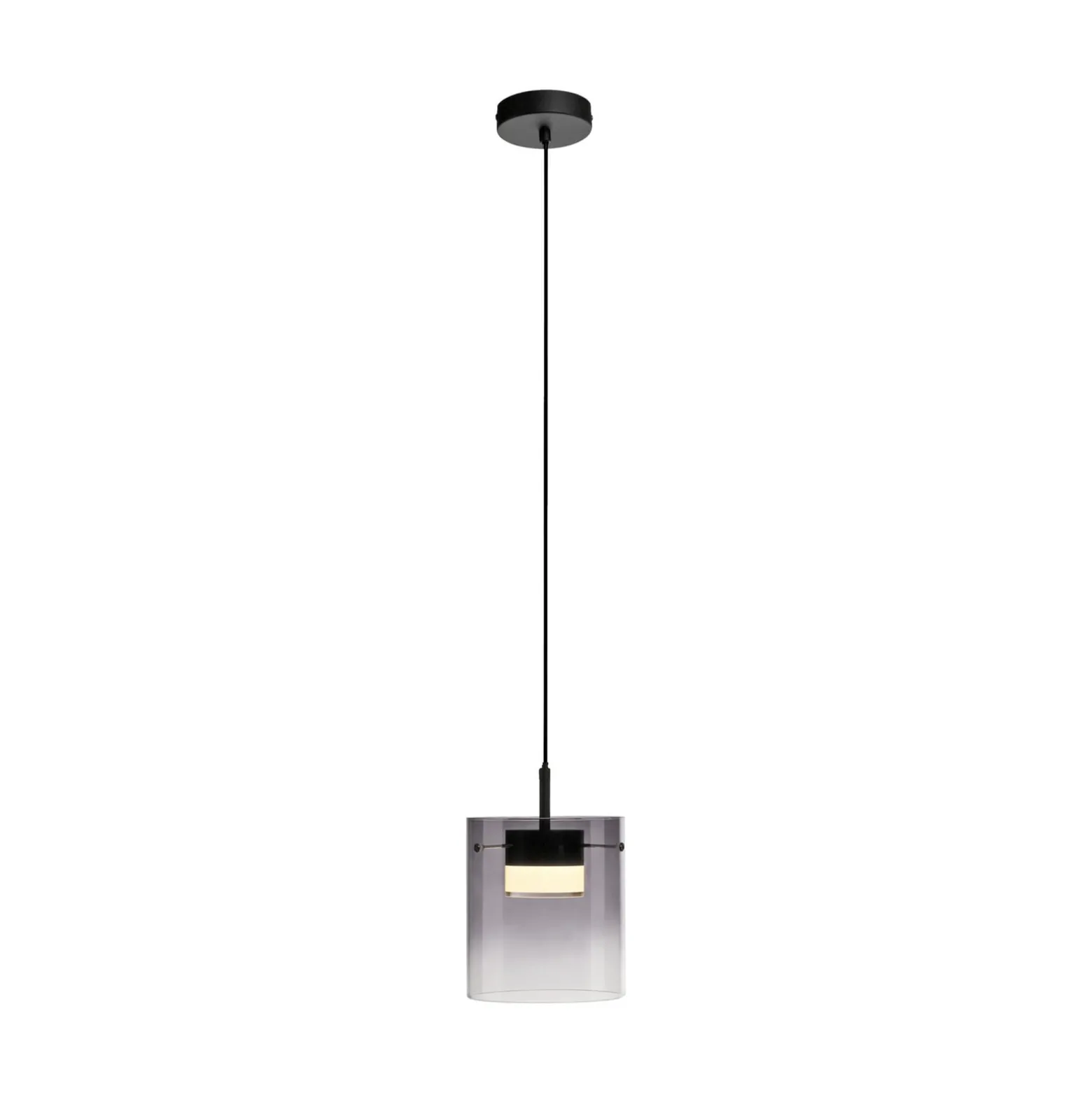 JUST LIGHT. LED-Hängeleuchte Elio, Rauchglas, 1-fl., schwarz