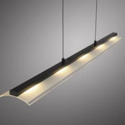 JUST LIGHT. LED-Hängeleuchte Nele, schwarz, Eisen, Glas