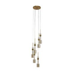 KARE Hängeleuchte Candy Bar, goldfarben, Stahl, Glas, 6-flg.