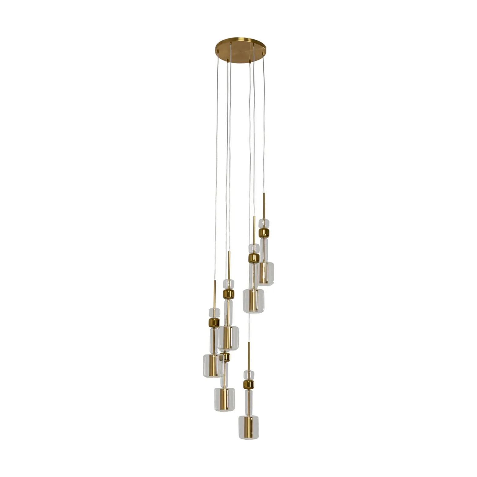 KARE Hängeleuchte Candy Bar, goldfarben, Stahl, Glas, 6-flg.