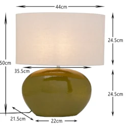 KARE Tischleuchte Beo, grün, Baumwolle, Höhe 50 cm E27