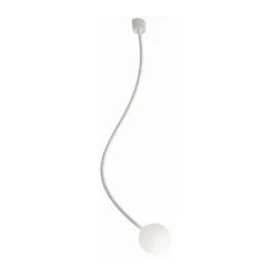 Karman Deckenleuchte Moony, weiß, Ø 15 cm, Höhe 140 cm, Glas