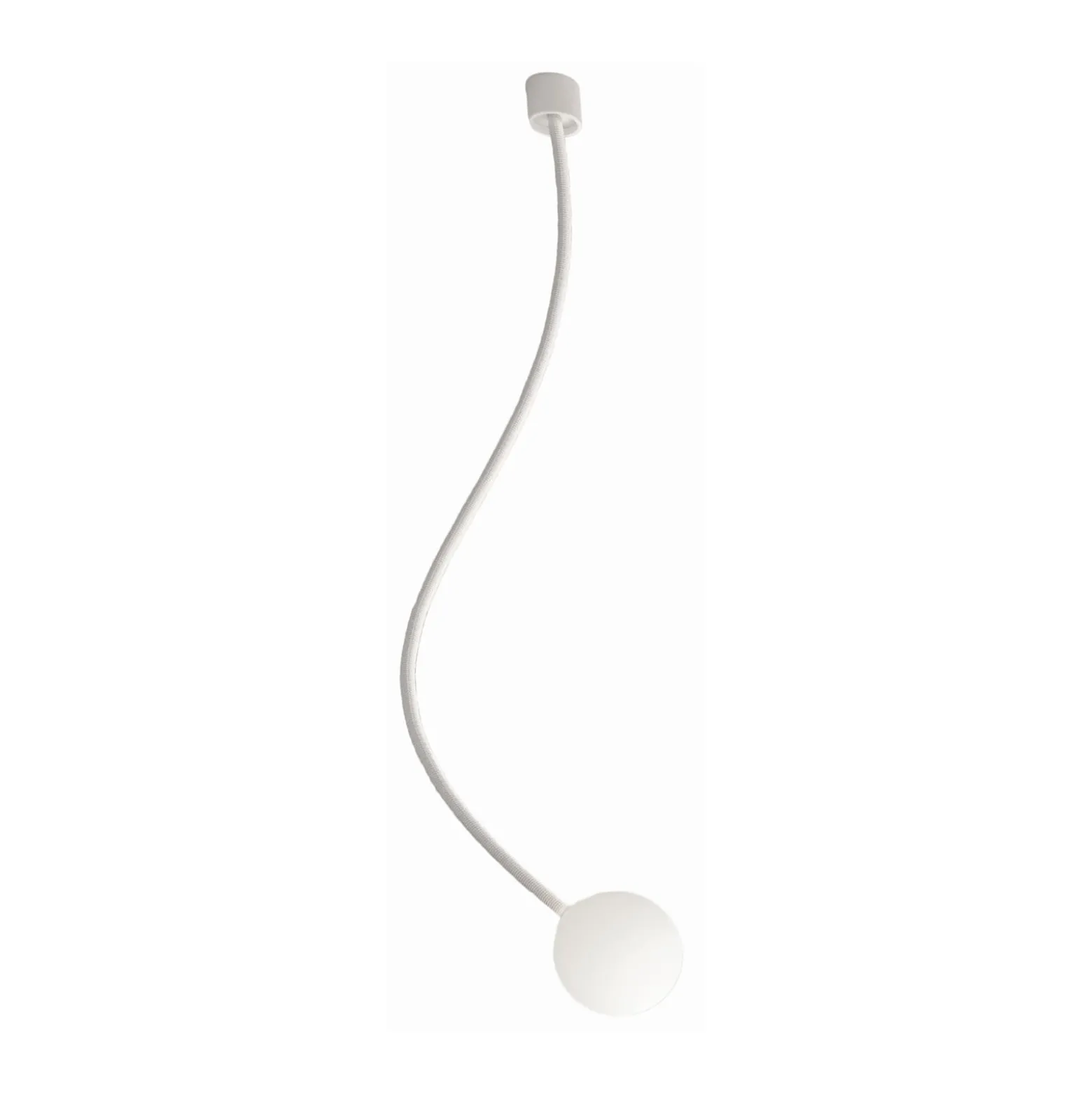 Karman Deckenleuchte Moony, weiß, Ø 15 cm, Höhe 140 cm, Glas