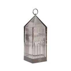 Kartell LED-Akku-Tischlampe Lantern, rauch, recycelt, IP54