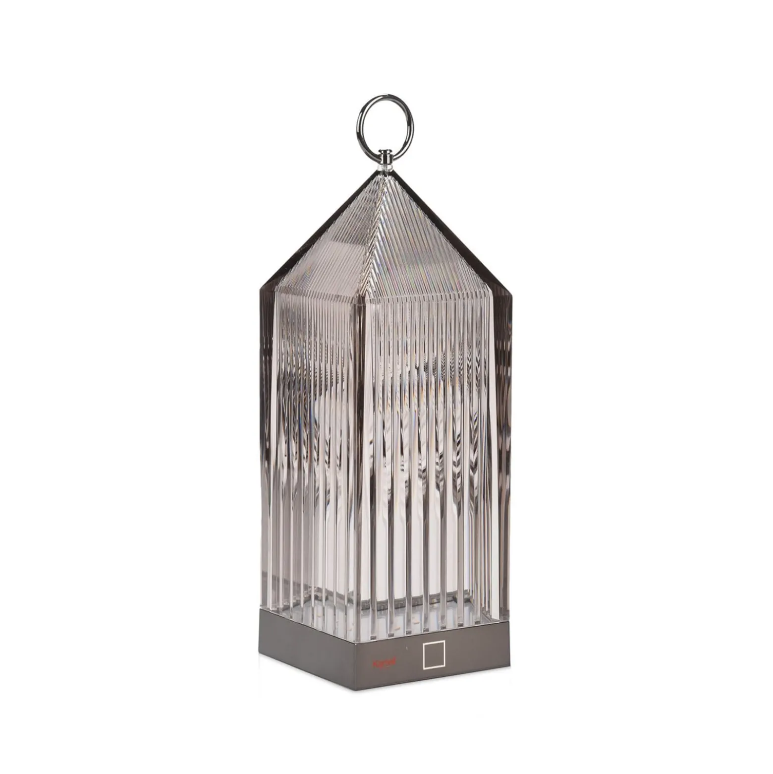 Kartell LED-Akku-Tischlampe Lantern, rauch, recycelt, IP54