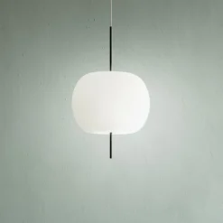 kdln Hängelampe Kushi, schwarz/weiß, Ø 16 cm, Glas