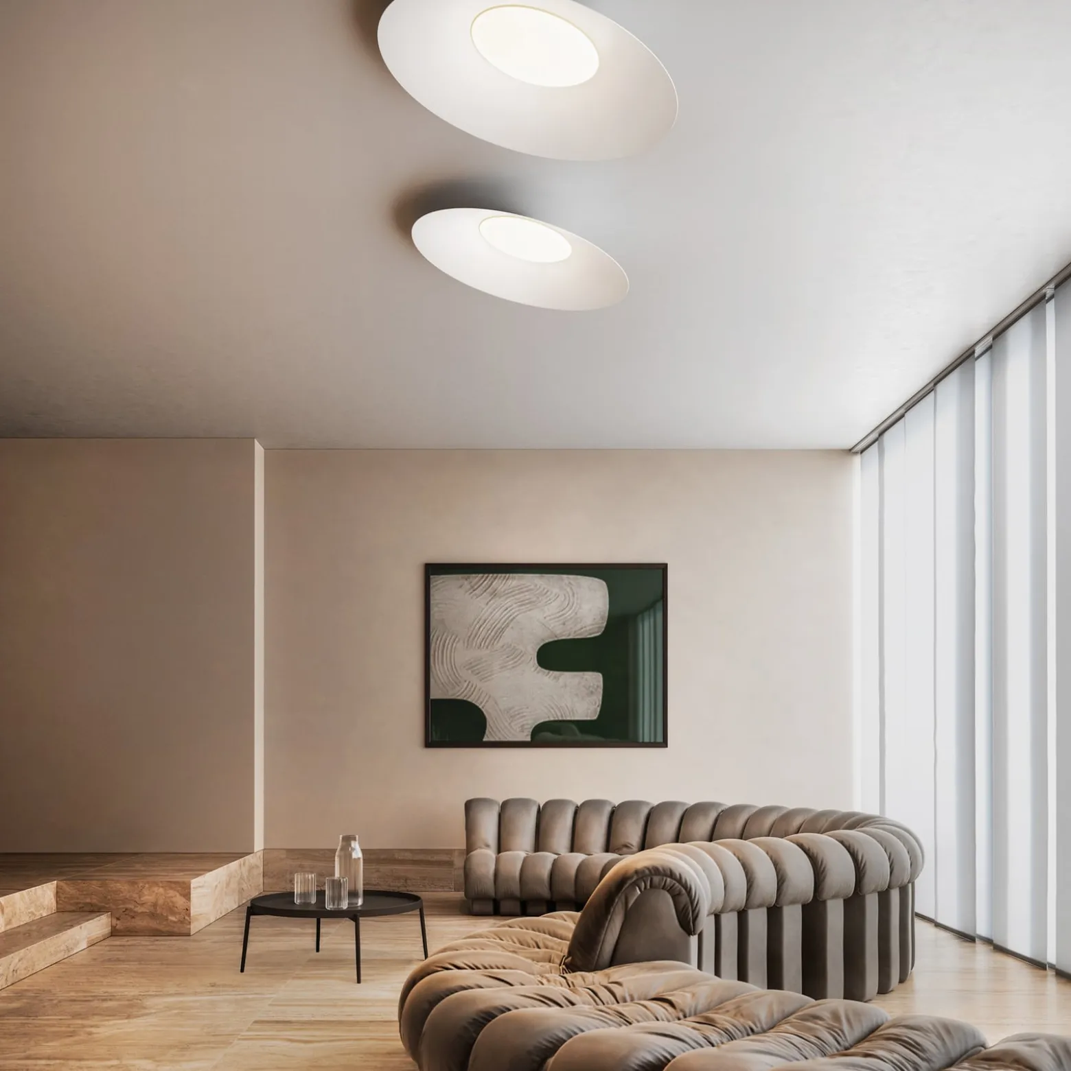 kdln LED-Deckenlampe Kate, 3.000 K, weiß, Ø 90 cm, Metall