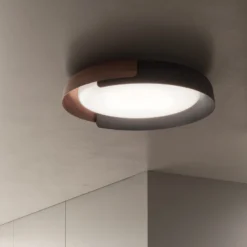 kdln LED-Deckenleuchte Dala, dunkelgrau/holz, Ø 58 cm, dim