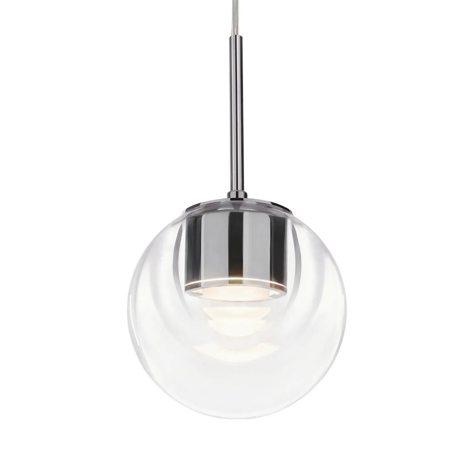 kdln LED-Hängeleuchte Dew, chromfarben, 1-flammig, Ø 11 cm