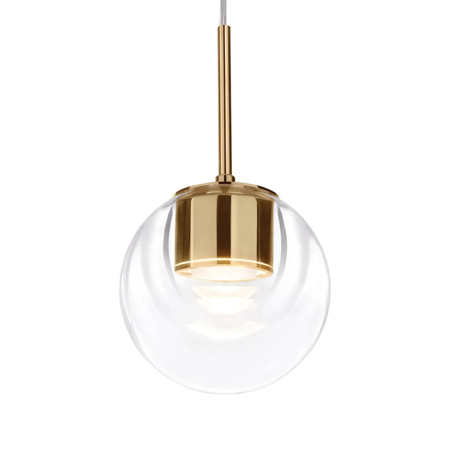 kdln LED-Hängeleuchte Dew, messingfarben, 1-flammig, Ø 11 cm