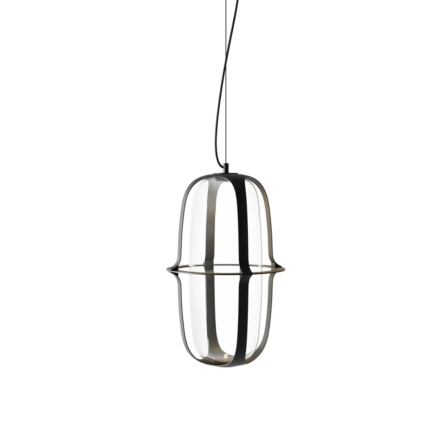kdln LED-Pendelleuchte Kooi, schwarz, Ø 30 cm Metall/Glas