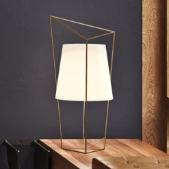 kdln Tischleuchte Tatu, messingfarben, Höhe 69 cm, Glas