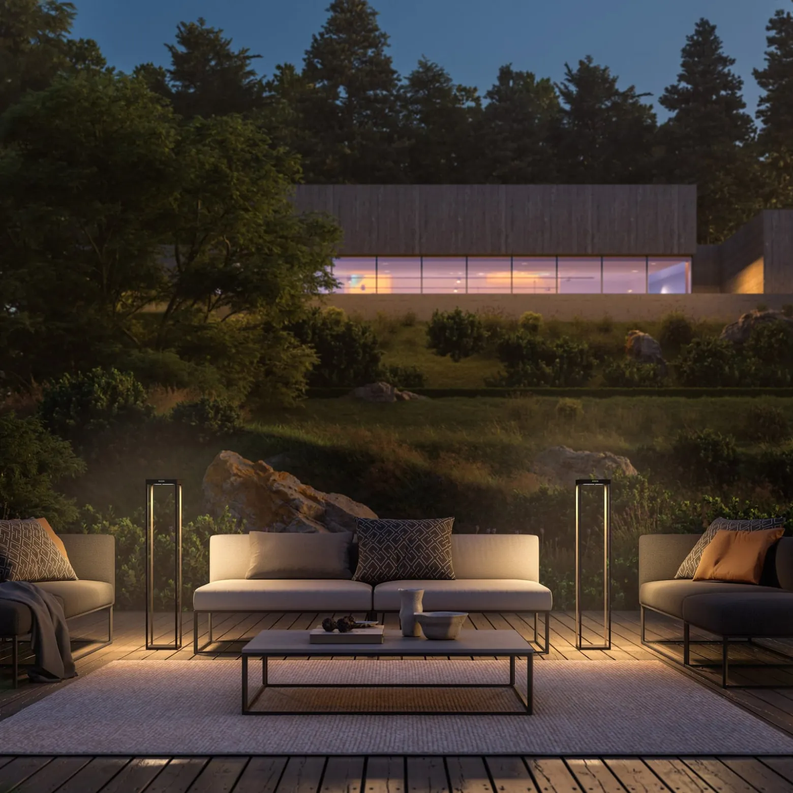 KLEWE LED-Solarlampe RADIA MEGA, anthrazit, 110 cm, Alu IP65