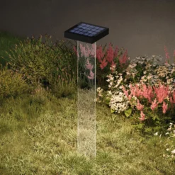 KLEWE LED-Solarleuchte Scotty, klar/anthrazit, 60 cm, IP65