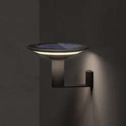 KLEWE LED-Solar-Wandlampe Keope, anthrazit, Ø 21 cm Alu IP65