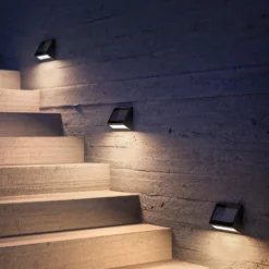 KLEWE LED-Solar-Wandleuchte ECOSTEP, anthrazit, 17 cm, IP65