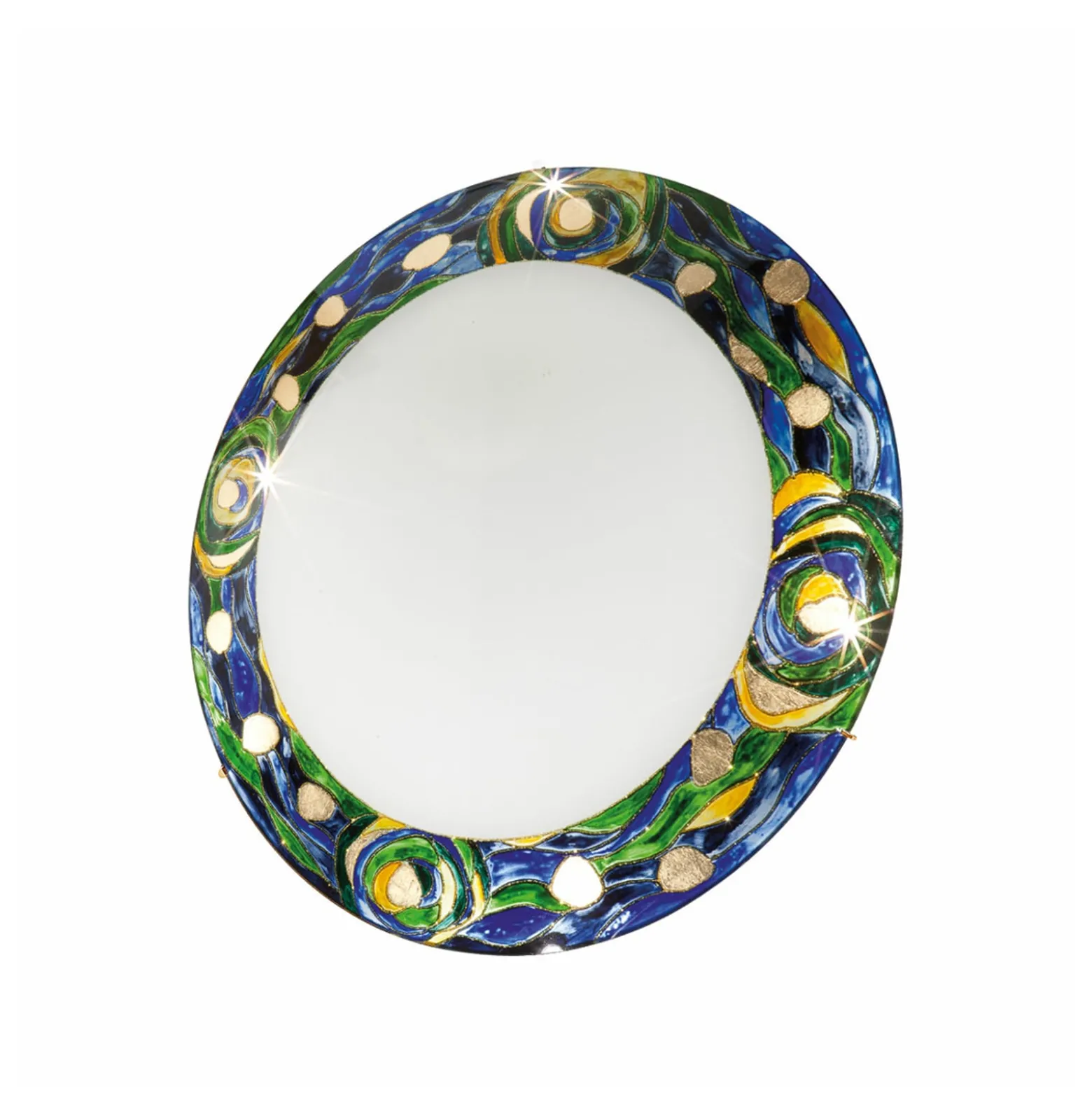 KOLARZ Deckenlampe Serena, blau, Ø 40 cm, Metall/Glas
