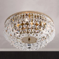 Kristalldeckenleuchte SHERATA rund, gold 35 cm