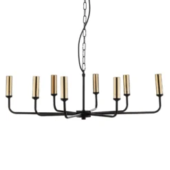Kronleuchter Ampli, schwarz/gold, achtflammig