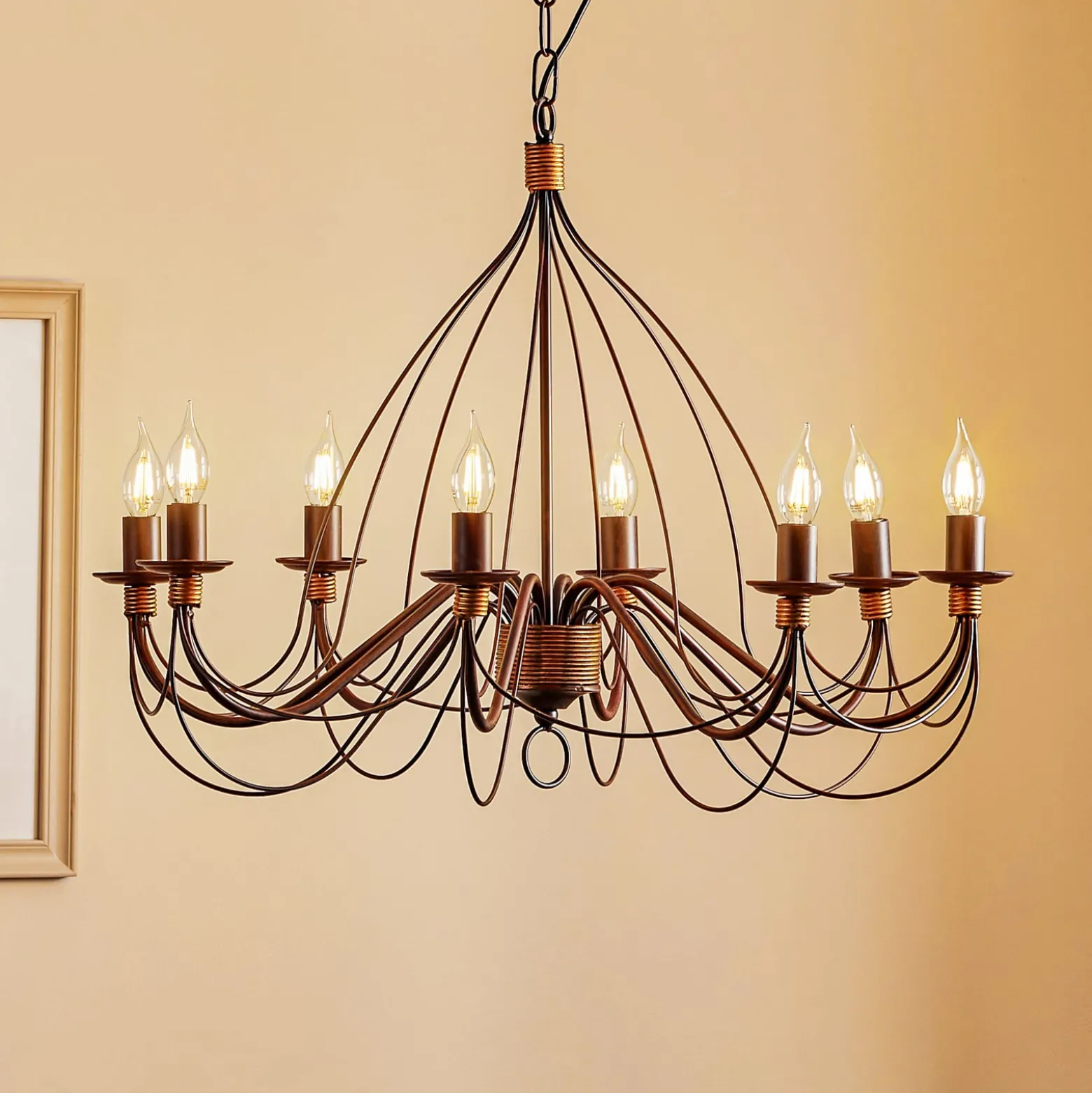 Kronleuchter Fiamma Marrone 8fl. ohne Schirme