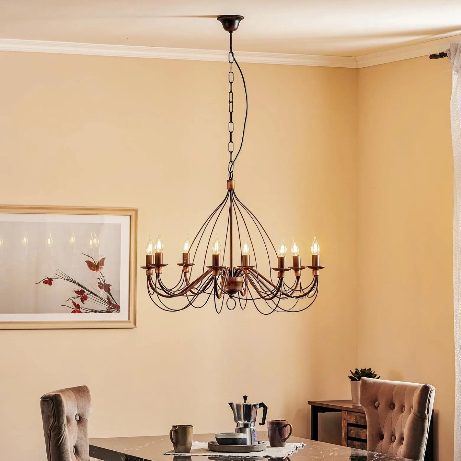 Kronleuchter Fiamma Marrone 8fl. ohne Schirme