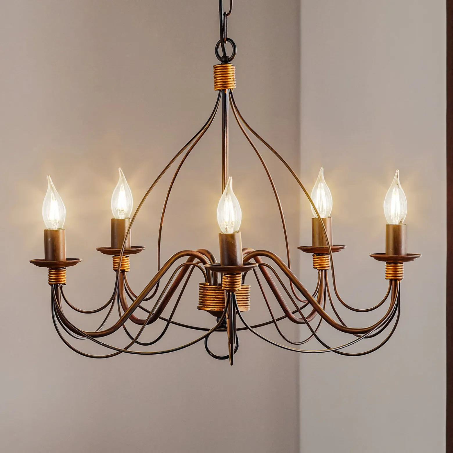 Kronleuchter Fiamma Marrone 5fl. ohne Schirme