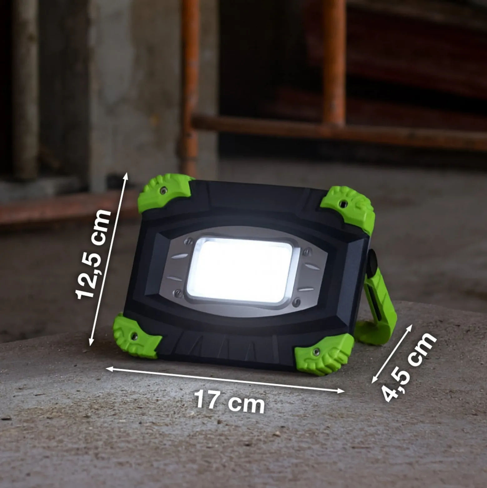LED-Akku-Außenstrahler 850947, schwarz/grün, Länge 17 cm