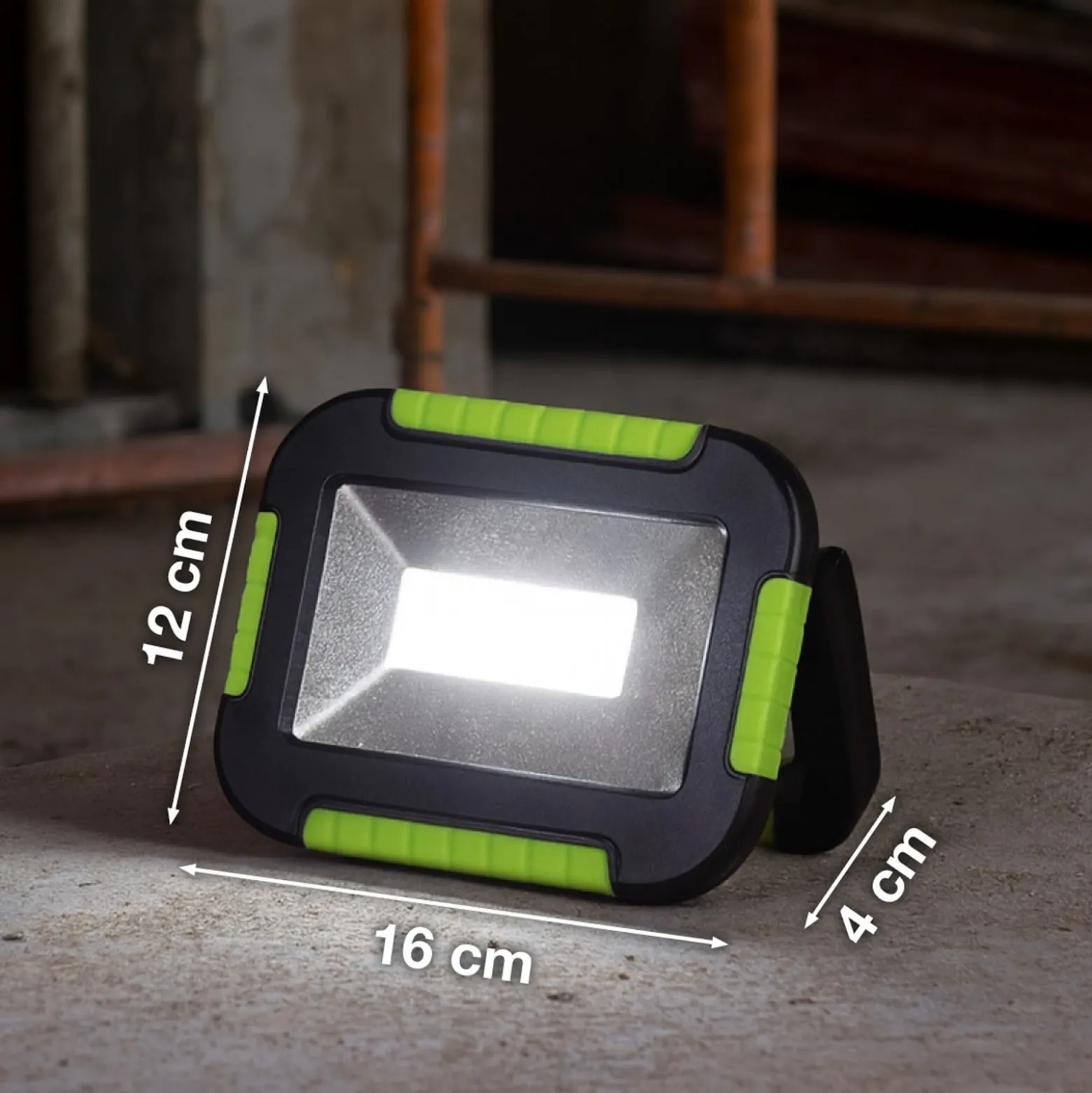LED-Akku-Außenstrahler 850946, schwarz/grün, Länge 16 cm