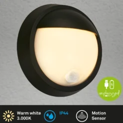 LED-Akku-Außenwandlampe 3785015 schwarz Bewegungssensor 17cm