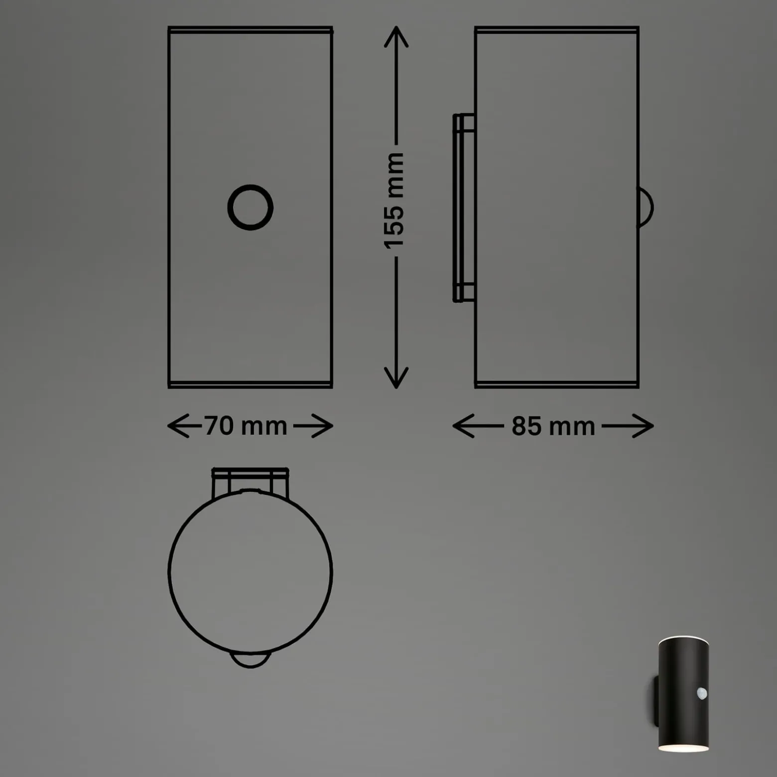 LED-Akku-Außenwandleuchte 3787015, schwarz, Sensor, up/down