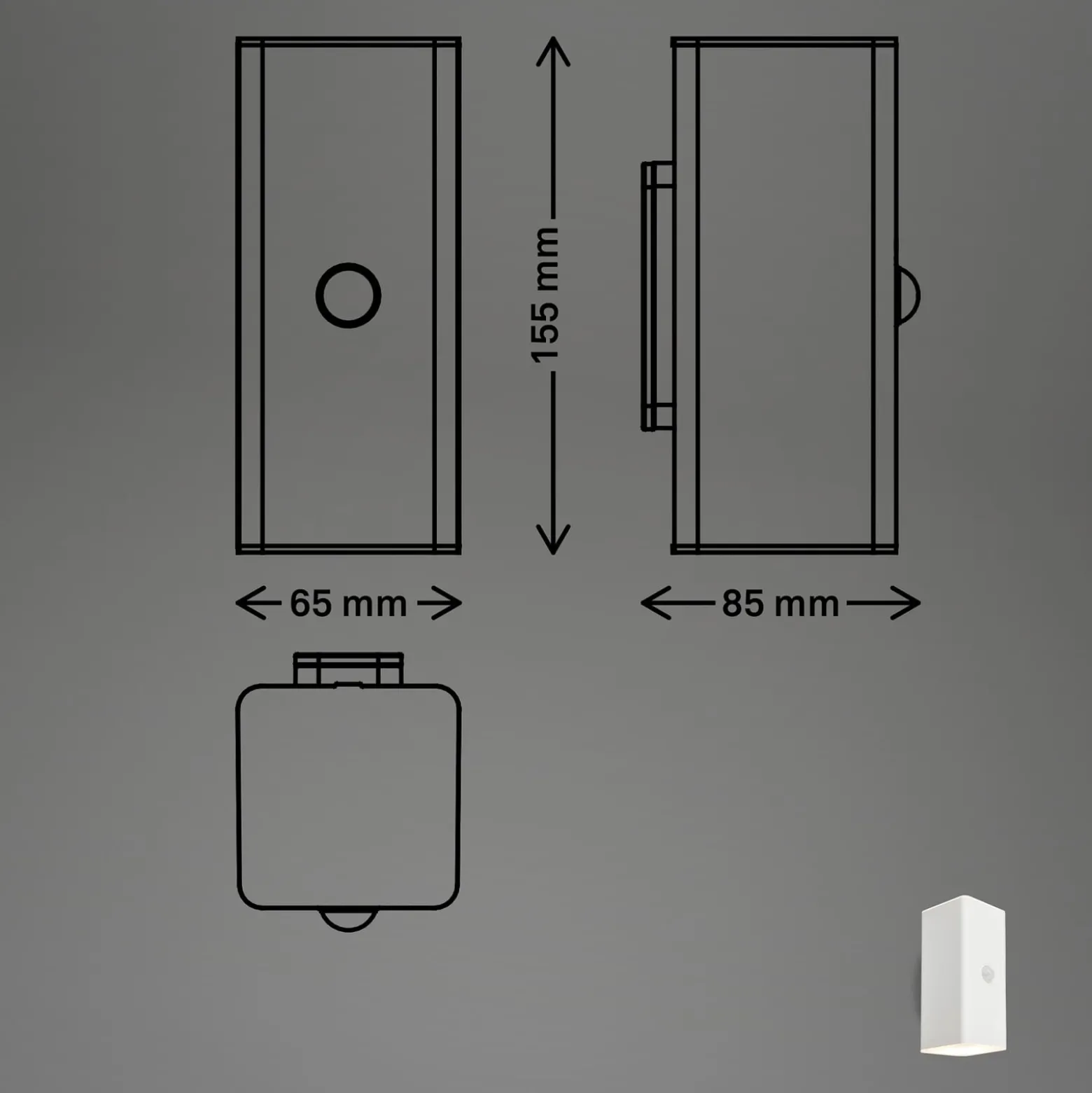 LED-Akku-Außenwandleuchte, weiß, Sensor, up/down