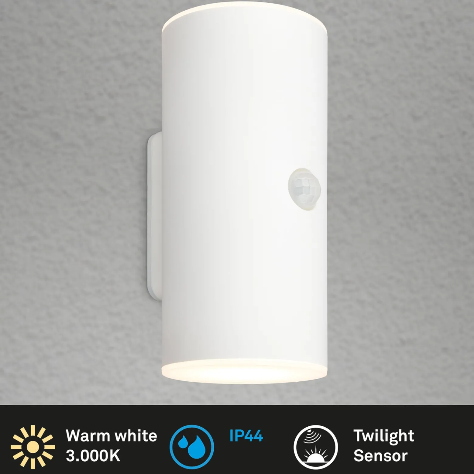LED-Akku-Außenwandleuchte, weiß, Sensor, up/down