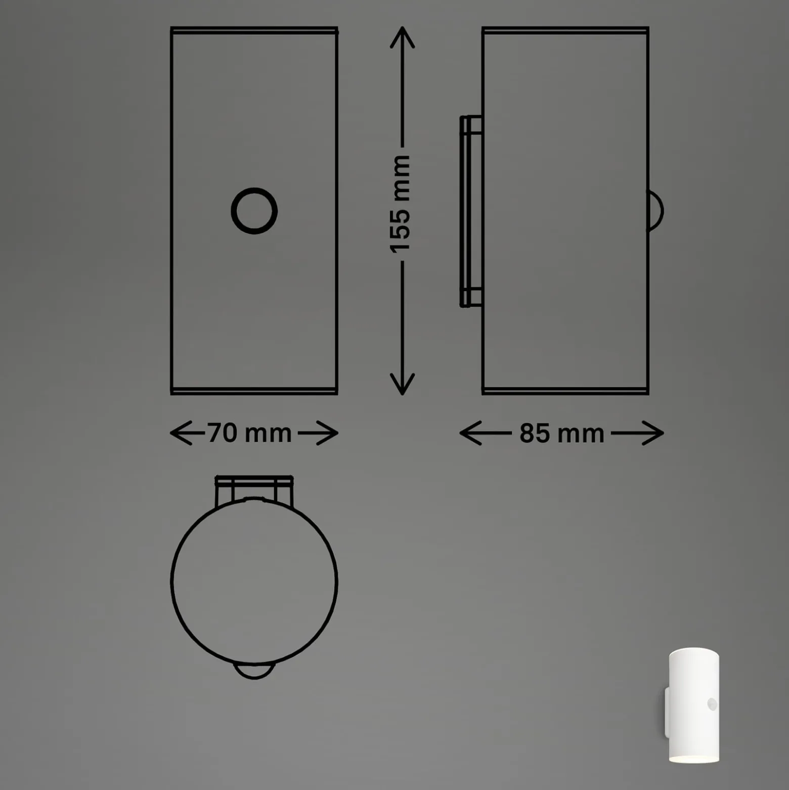 LED-Akku-Außenwandleuchte, weiß, Sensor, up/down