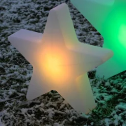 LED-Akku-Dekoleuchte Star, H. 39,5 cm, IP44, weiß, RGBW