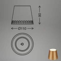 LED-Akku-Flaschenlicht IP44 mit Dimmer, gold