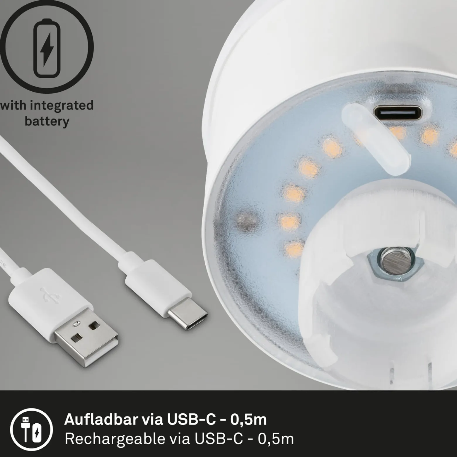 LED-Akku-Flaschenlicht IP44 mit Dimmer, gold