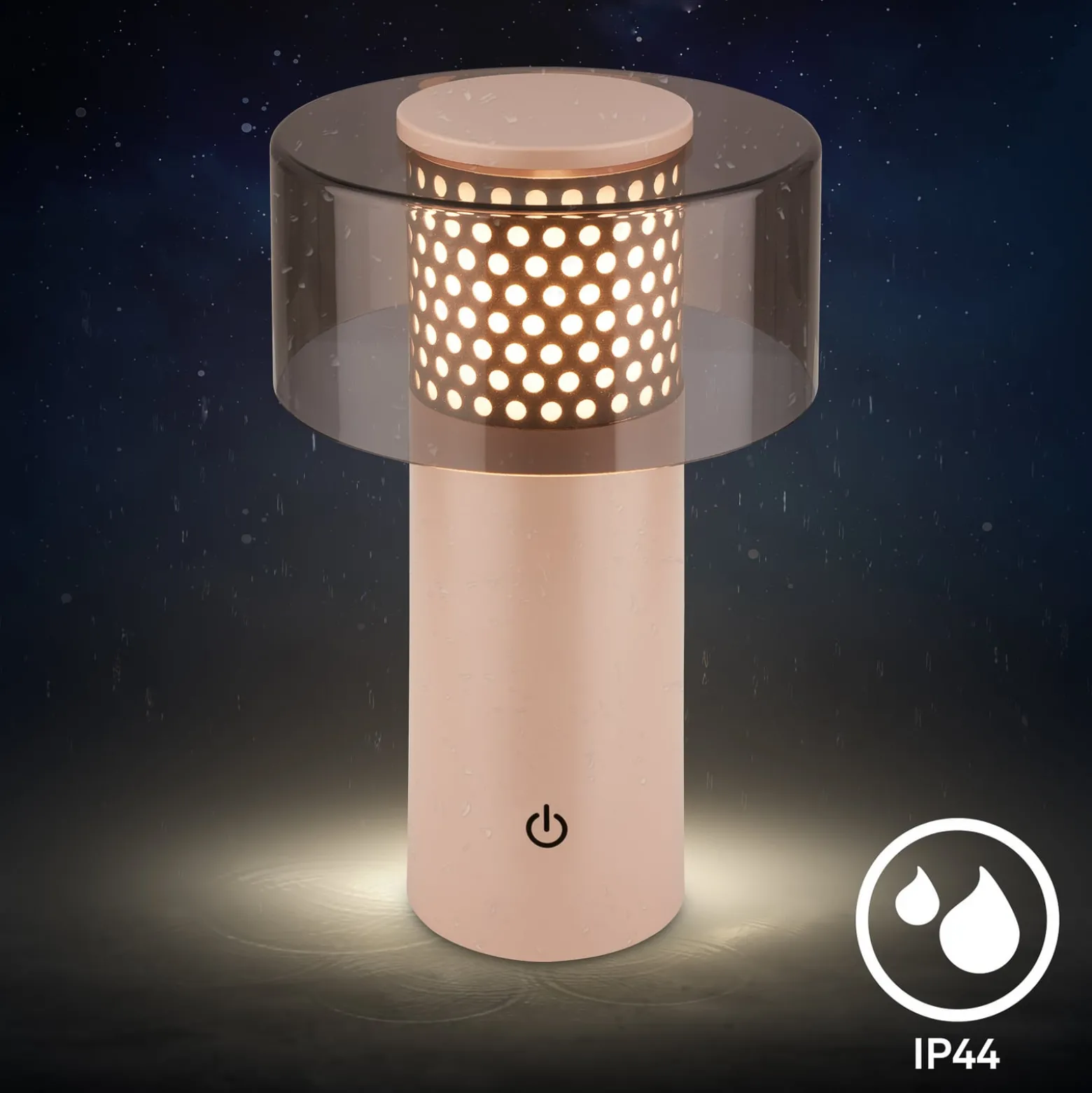 LED-Akkulampe Brilo unplugged Gila, anthrazit/beige 21 cm