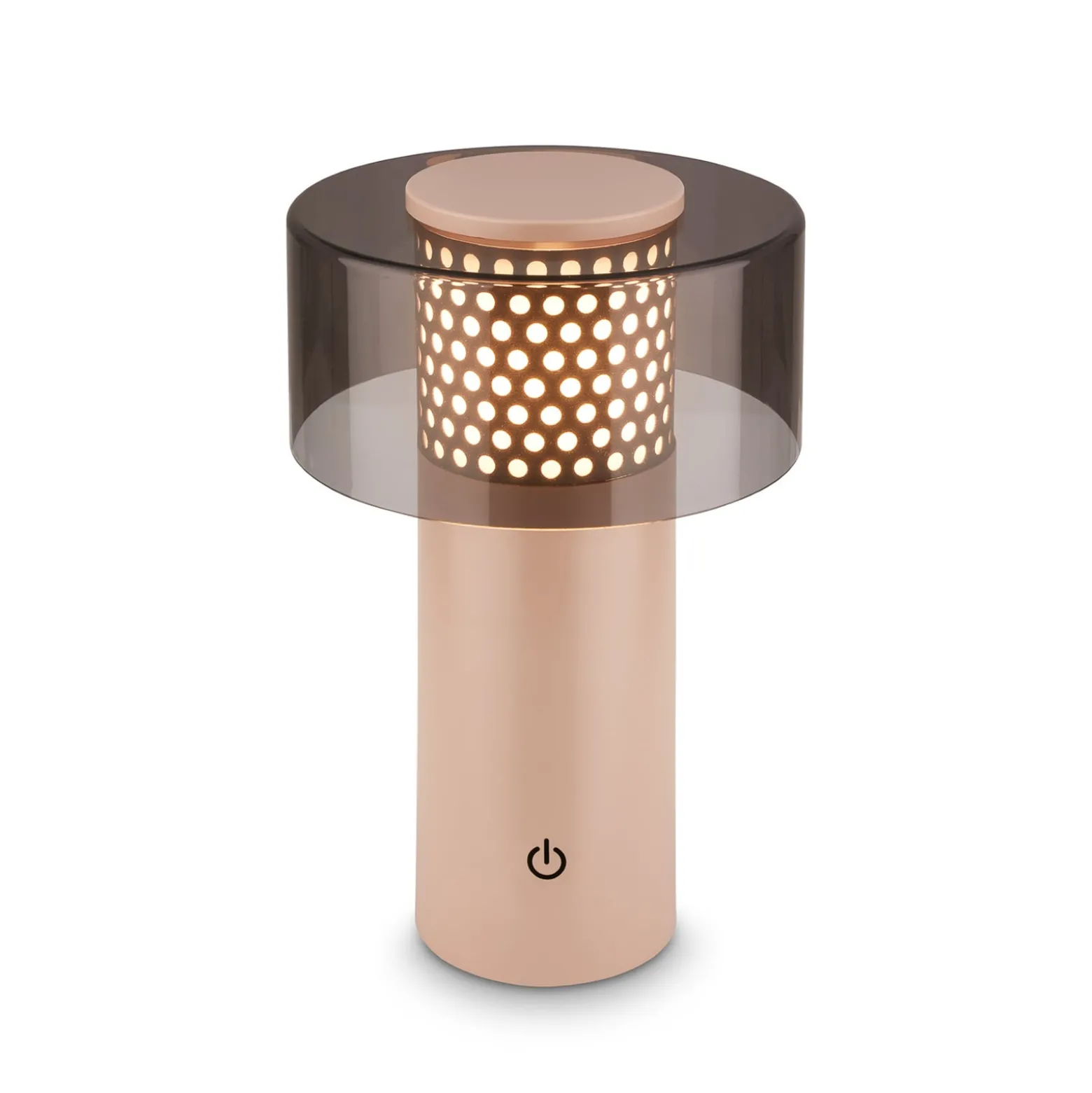 LED-Akkulampe Brilo unplugged Gila, anthrazit/beige 21 cm