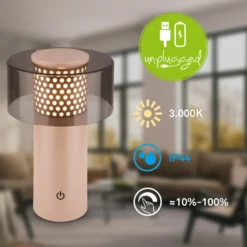 LED-Akkulampe Brilo unplugged Gila, anthrazit/beige 21 cm