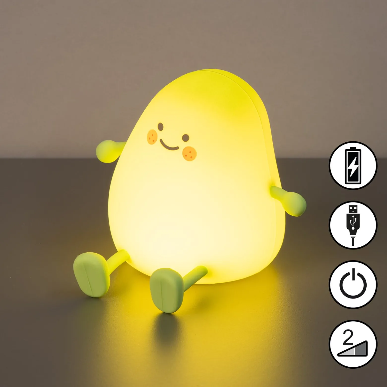 LED-Akku-Nachttischlampe Mango, weiß, Timer, dimmbar