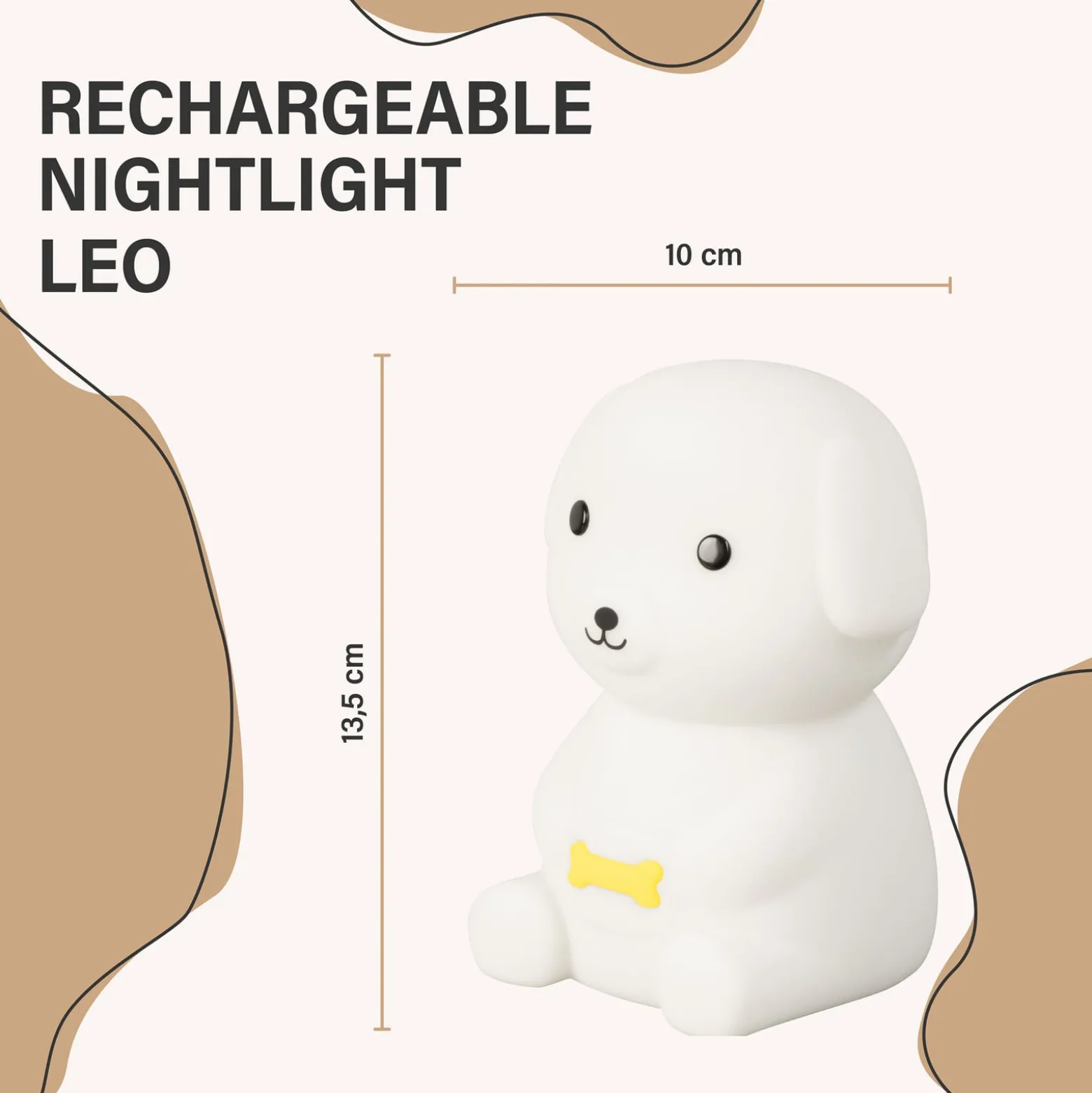 LED-Akku-Nachttischleuchte Puppy, Hund, weiß, RGB, dimmbar