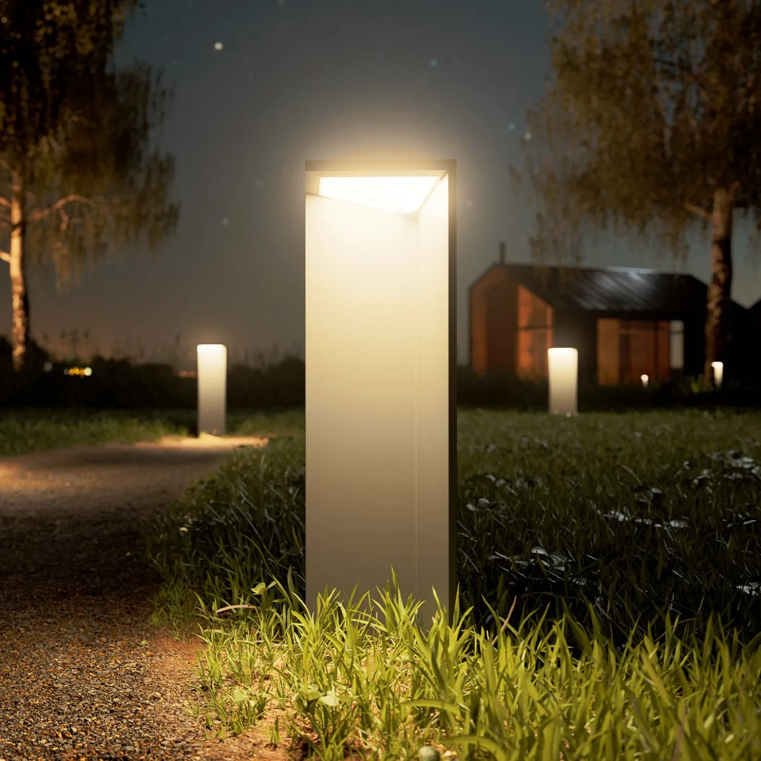 LED-Akku-Solarleuchte Nusolar anthrazit, Höhe 50cm